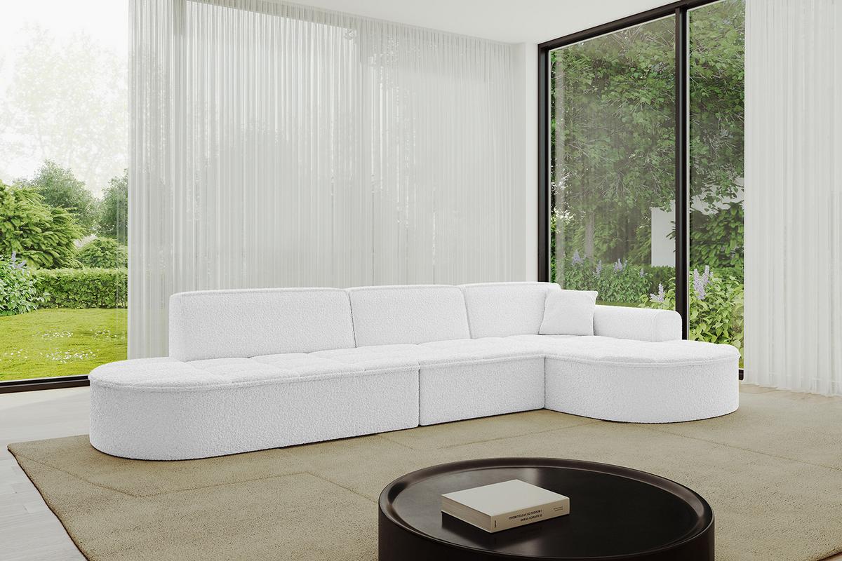 ECKSOFA Ottomane Rechts TARO-L2 - 328x171x79,5 cm Weiß - Weiß, Holzwerkstoff/Textil (328/171cm) - ALTDECOR