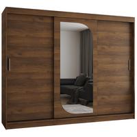 SCHIEBETÜRENSCHRANK mit Spiegel LUCY 200/250/62 3-türig - Silberfarben/Walnussfarben, Holz (250/62/250cm) - MÖBEL KRYSPOL