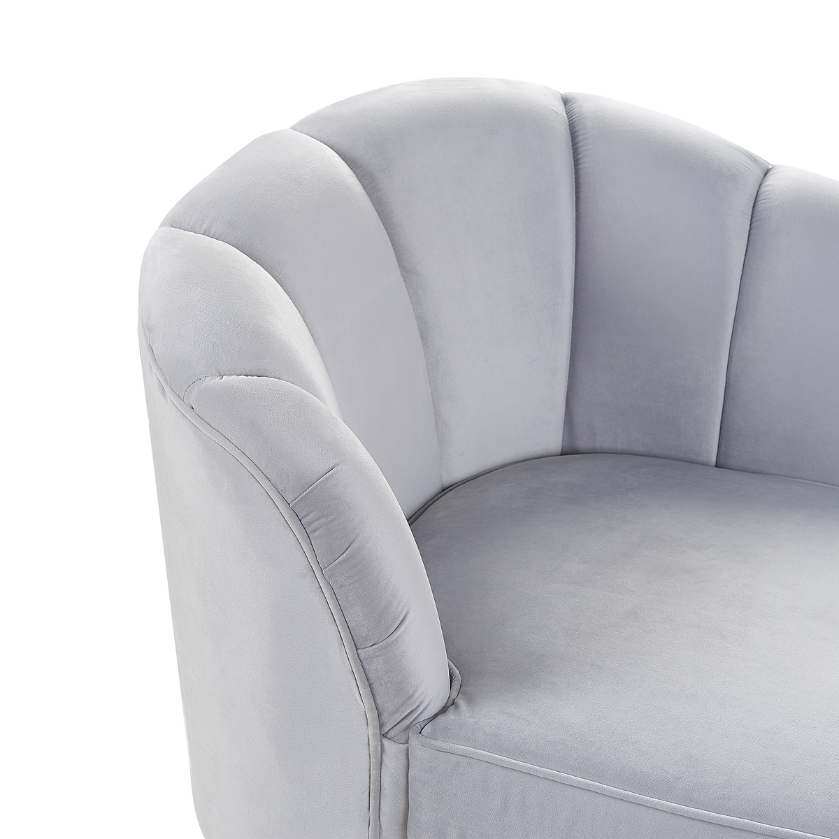 CHAISELONGUE Samtstoff hellgrau linksseitig Allier - Goldfarben/Grau, Textil (150/75/76cm) - Beliani