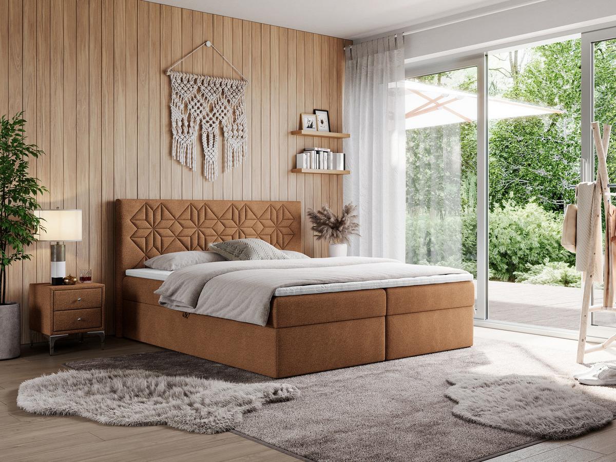 BOXBETT LEILA 120/200 Orange Struktur - H3 - Orange, Holz/Textil (120/200cm) - MKS
