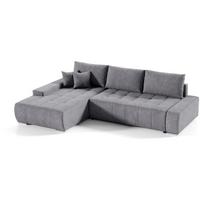 ECKSCHLAFSOFA Draco mit Schlaffunktion, links, Dunkelgrau - Dunkelgrau/Silberfarben, Textil/Metall (267/186cm) - Beautysofa