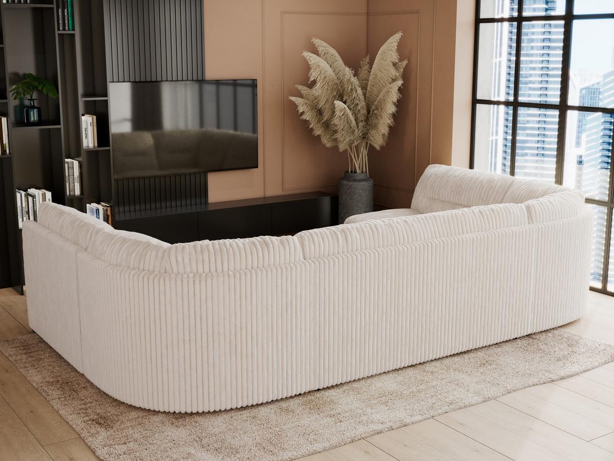 WOHNLANDSCHAFT COMODO U Beige Cord - Beige/Silberfarben, Textil/Metall (340/93/206cm) - MKS
