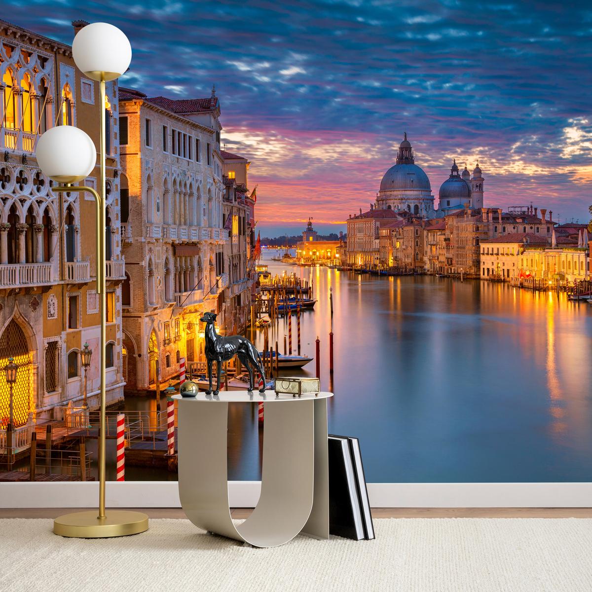 FOTOTAPETE Panorama von Venedig 350x256 - Violett/Rosa, Papier (350/256cm) - Muralo
