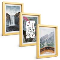 BILDER SET 3er Set - 20x30 cm Goldrahmen - Wasserfall Berge Natur Boot - Goldfarben, Kunststoff (20/30cm) - TULUP