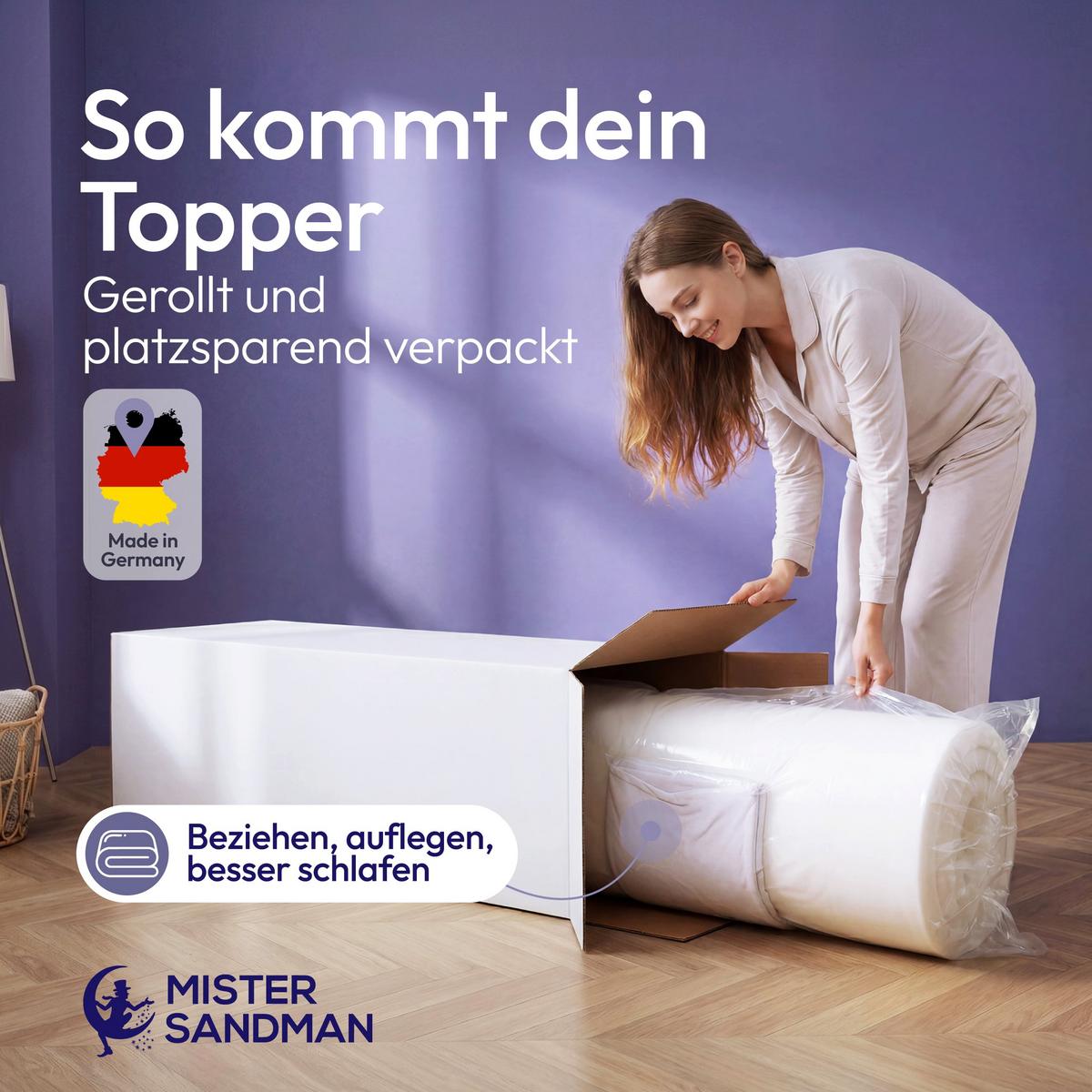 MATRATZENTOPPER KALTSCHAUM 100x190 cm – 5 cm Komfortauflage für harte Matratzen - Weiß, Textil (100/190cm) - Mister Sandman
