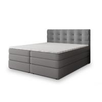BOXSPRINGBETT AREZI 200x200 cm mit Matratze und Topper, H2+H3 - Grau - Grau, Holz (200/200cm) - MASSENO
