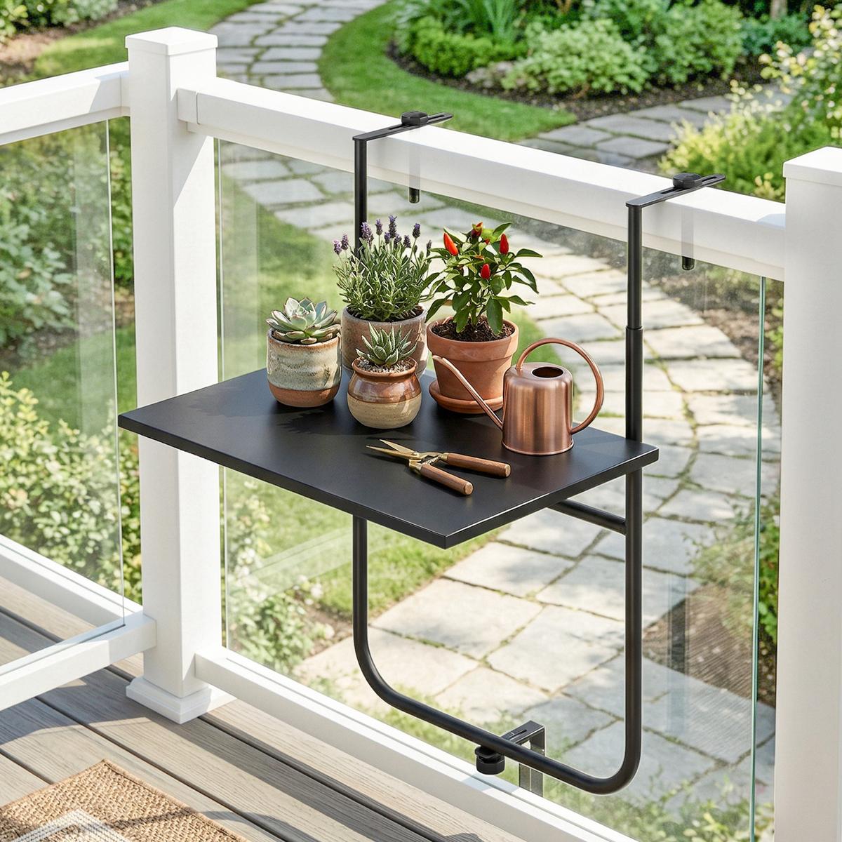 BALKONHÄNGETISCH, Schwarz, Metall - Schwarz, Metall (62/60/85.5cm) - Outsunny