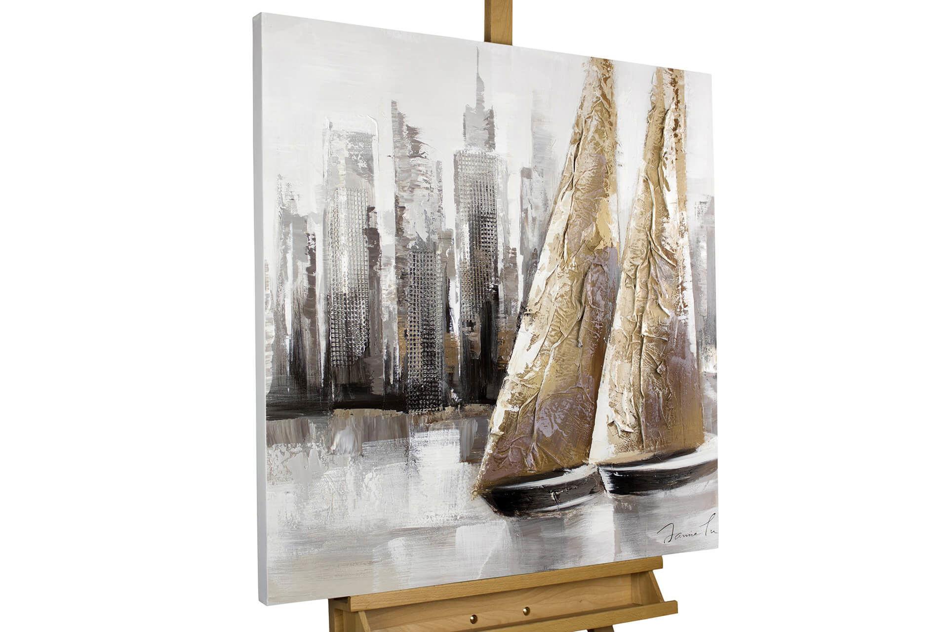 ÖLGEMÄLDE 80/80 cm - Grau, Holz/Textil (80/80cm) - KUNSTLOFT