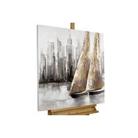 ÖLGEMÄLDE 80/80 cm - Grau, Holz/Textil (80/80cm) - KUNSTLOFT