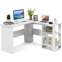 COMPUTERTISCH weiß - Weiß, Holzwerkstoff (130/130/74cm) - COSTWAY