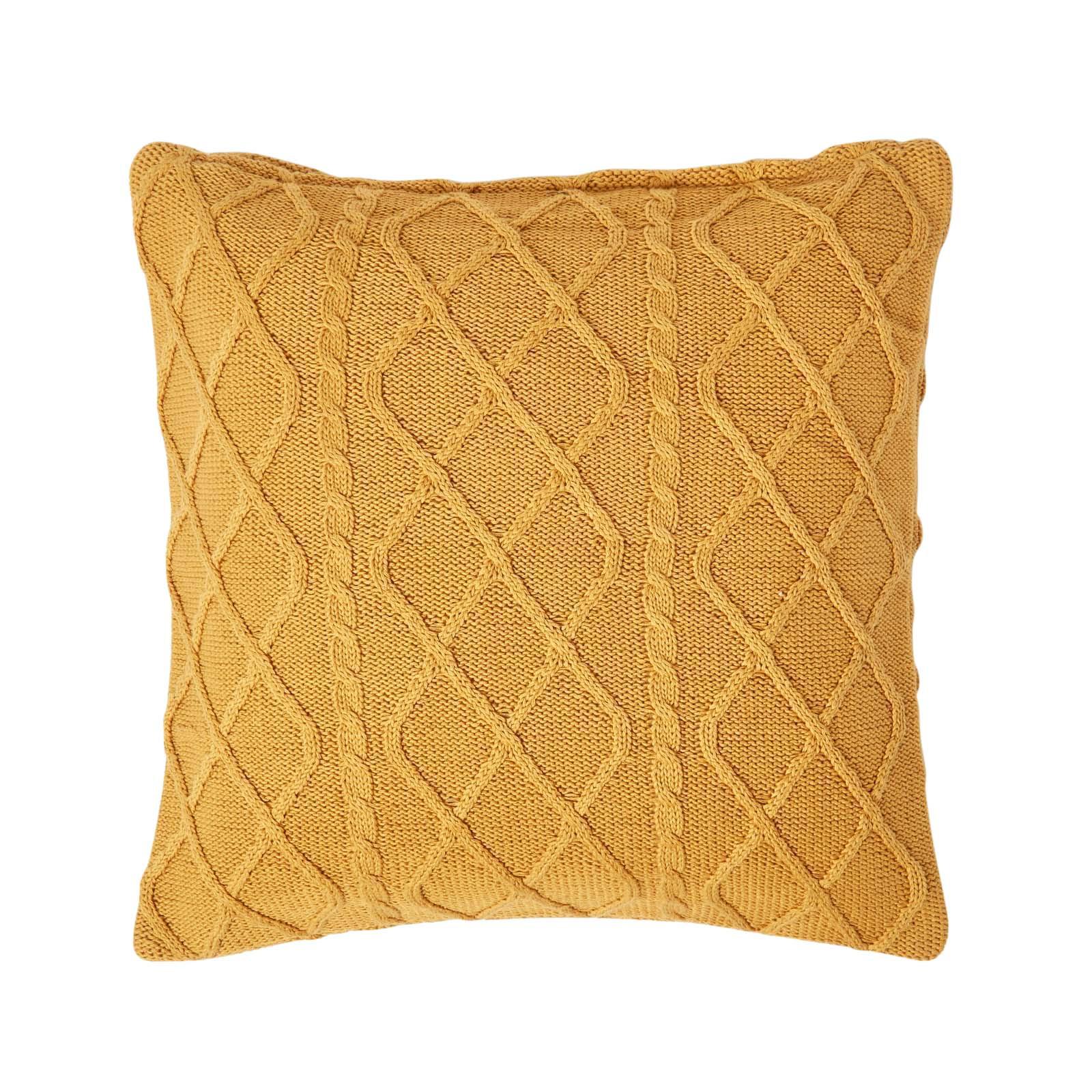 KISSENHÜLLE Strick-Muster 45/45 cm - Dunkelgelb, Textil (45/45cm) - Homescapes
