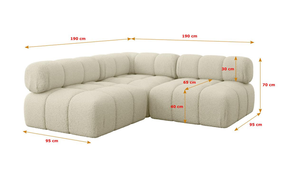 ECKSOFA modulares Sofa Samaro-L1 - 190x190x70 cm Beige Bouclé - Beige, Holzwerkstoff/Textil (190/190cm) - ALTDECOR