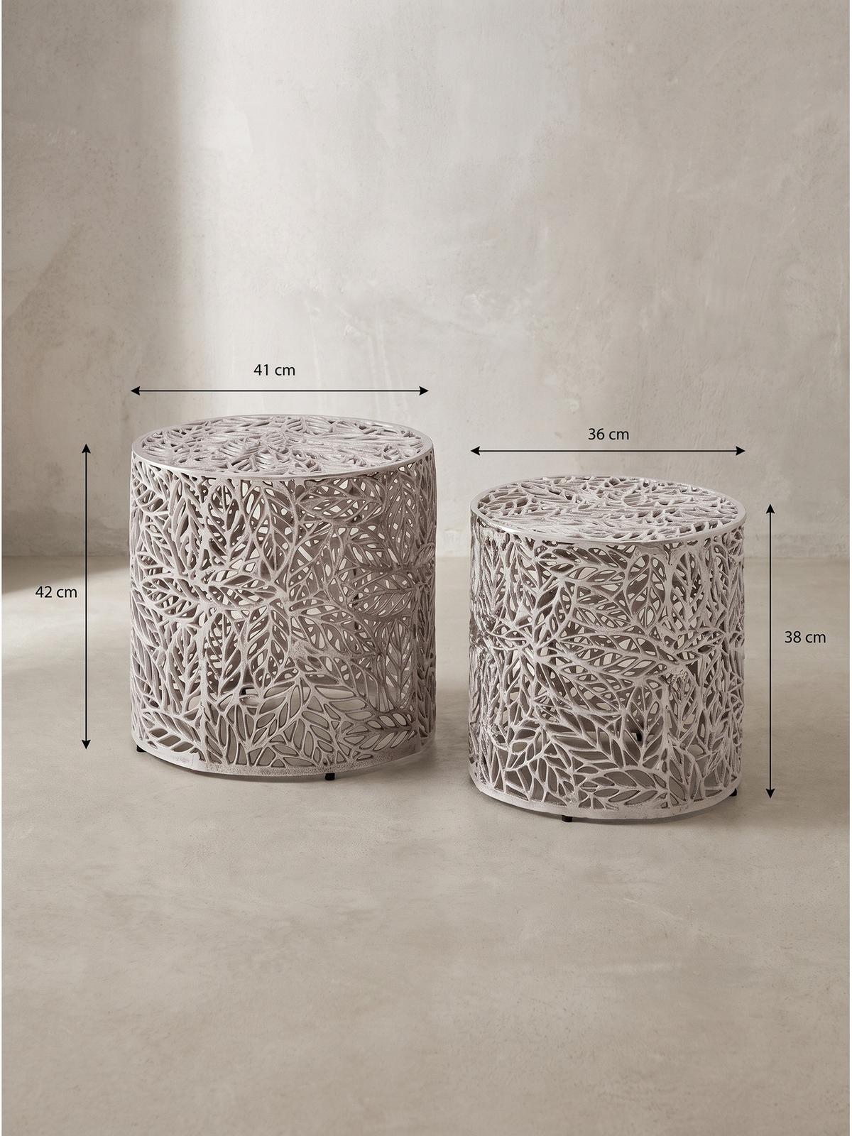 BEISTELLTISCHE 2er-Set RIAZA, Aluminium, Silber, Ø 41 x 42 cm - Silberfarben, Metall (41/41/42cm) - KADIMA DESIGN