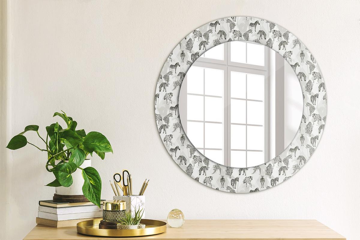 SPIEGEL Rund Ø 50 cm mit Aufdruck - Schwarz, Glas (50/50/0.4cm) - Wallfluent