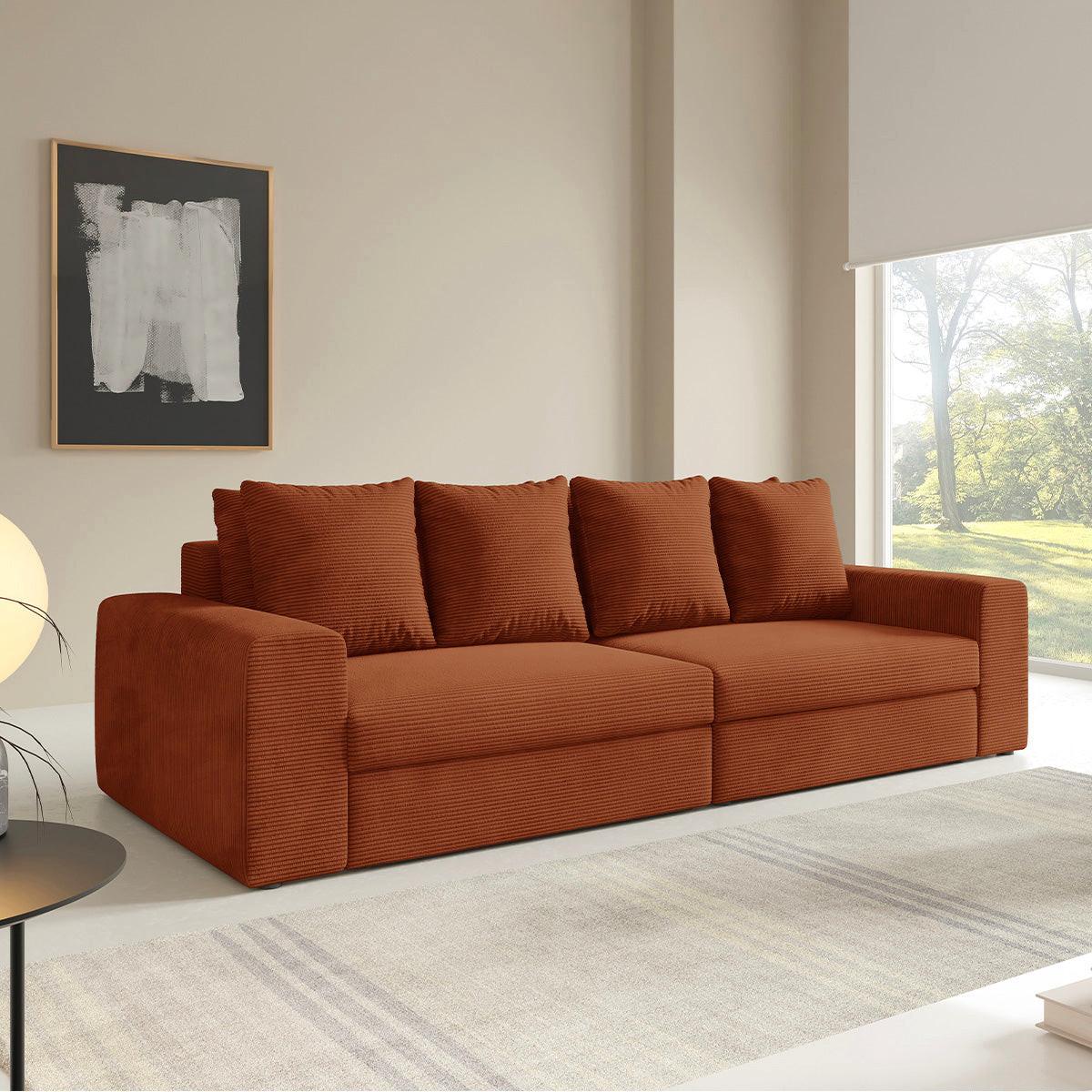 SOFA Paola 3 Sitzplätze Ziegelrot - Terracotta, Holz (272/86/120cm) - Petits-meubles
