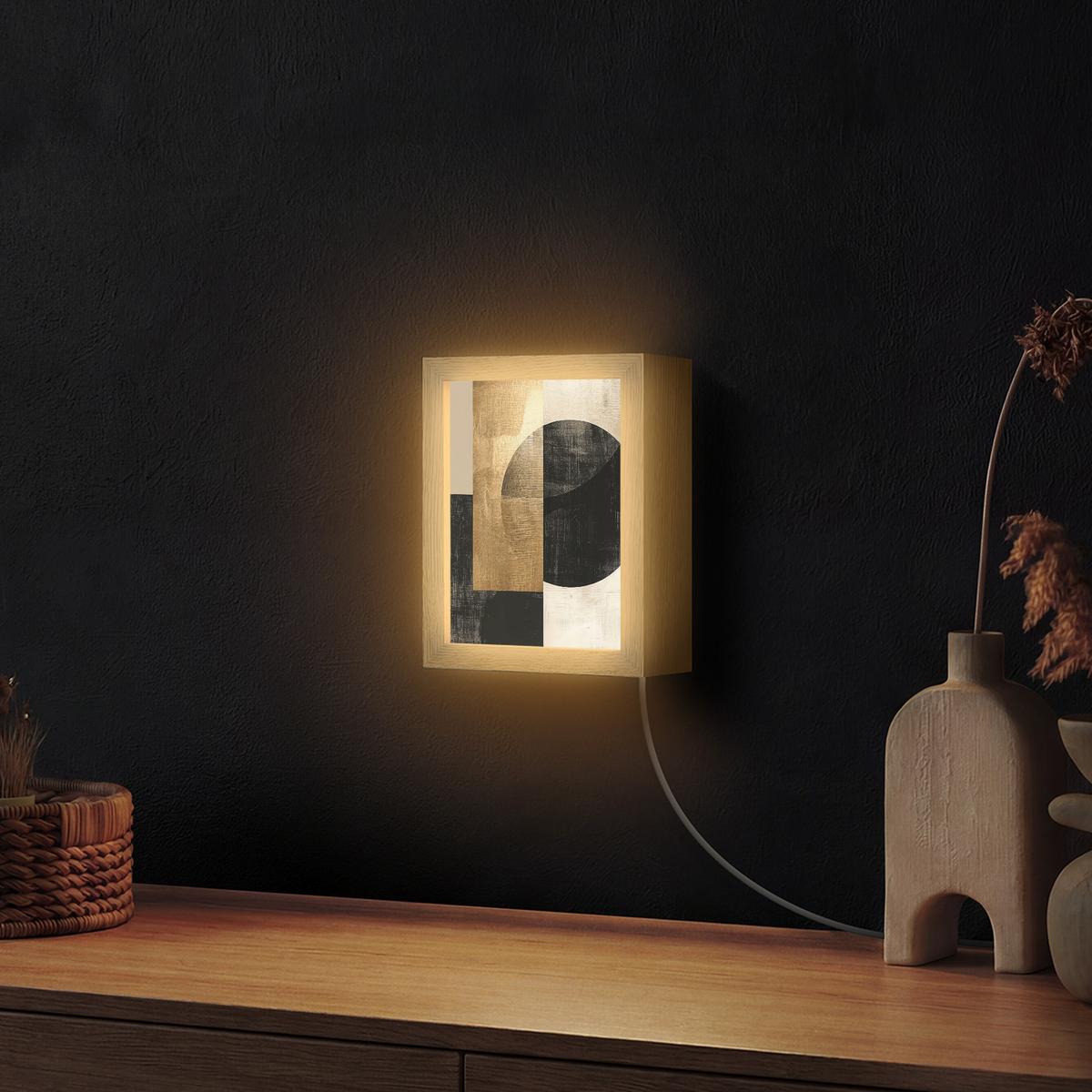 WANDLEUCHTE Abstrakt - Modern - Schwarz - Gold 15x20 cm - Sandfarben, Holzwerkstoff (15/20/8cm) - OnlyWow