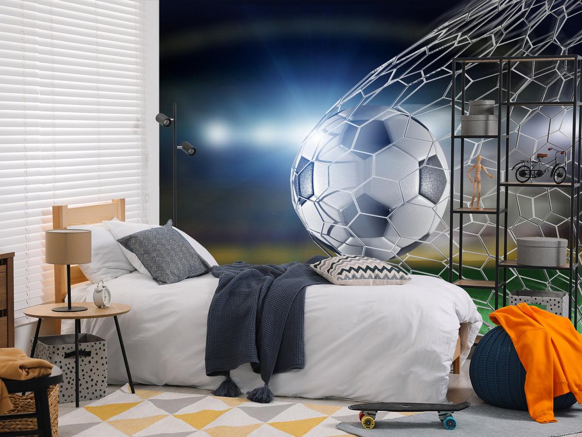FOTOTAPETE für Jugendzimmer Fußball Tor Stadion Ball 150x105 - Schwarz/Weiß, Papier (150/105cm) - Muralo