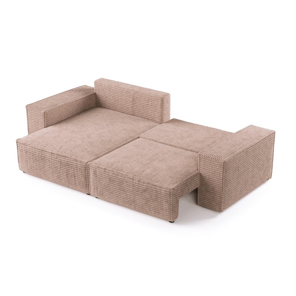 ECKSOFA CAVO mit Schlaffunktion Beige im Tilia Stoff - Beige/Schwarz, Holz/Holzwerkstoff (255/148cm) - AltaBeds