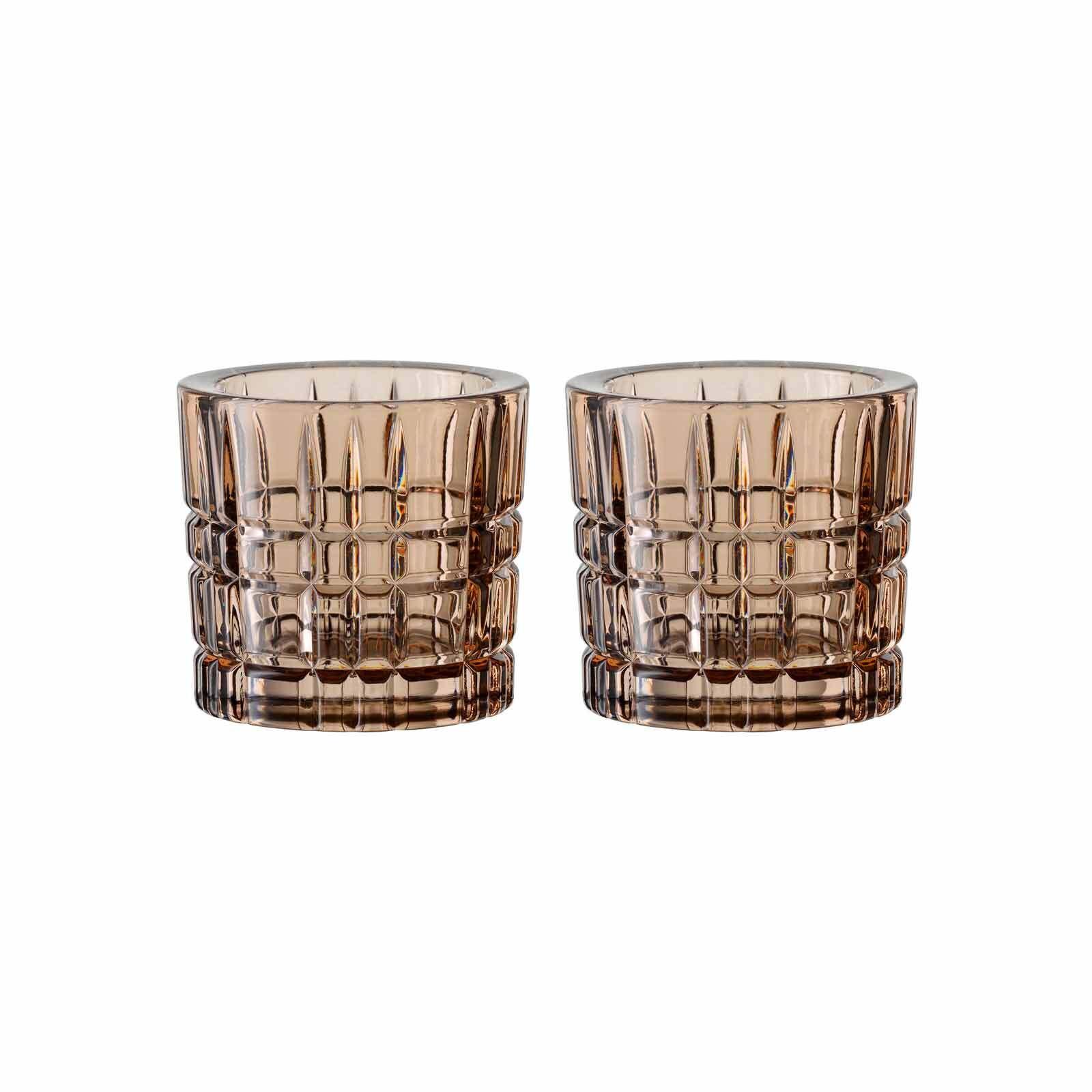TEELICHTHALTER Square Votives Tobacco ø 7,1 x 6,6 cm 2er Set - Braun, Glas (7.1/6.6cm) - Nachtmann
