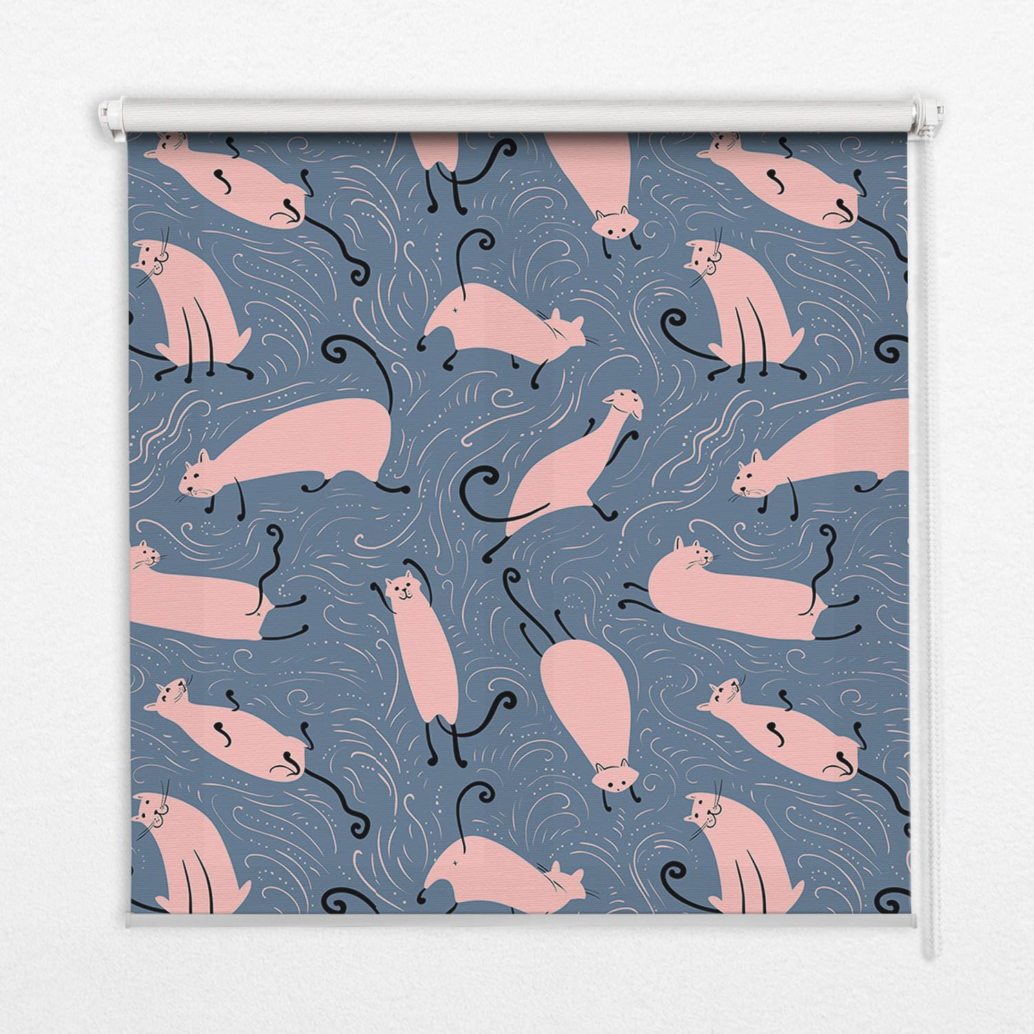 INNENROLLO - Fensterrollo - Rollo - 90x180 cm - Rosa Katzen - Pink, Kunststoff (90/180/0.5cm) - TULUP