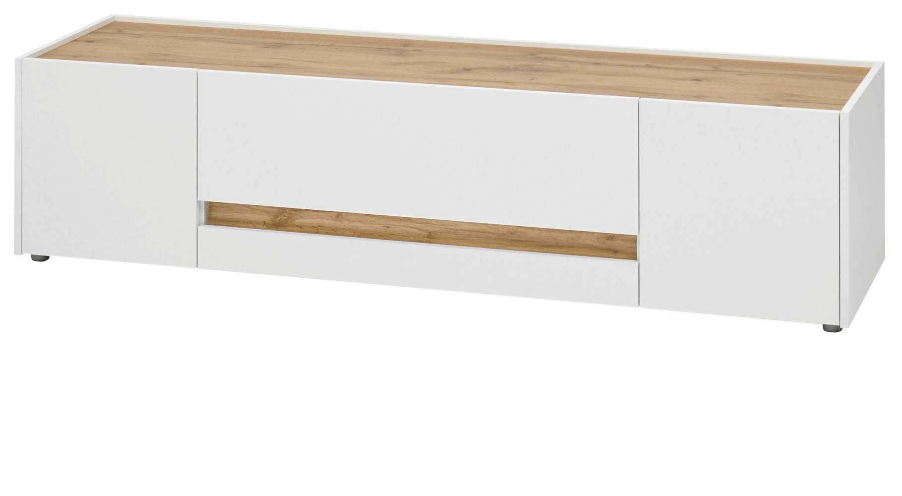 TV-LOWBOARD weiß, Eiche Wotan 170 cm, TV Unterschrank 2-türig mit Schubkasten - Eiche Wotan/Schwarz, Holz/Holzwerkstoff (170/40/45cm) - Furn.Design