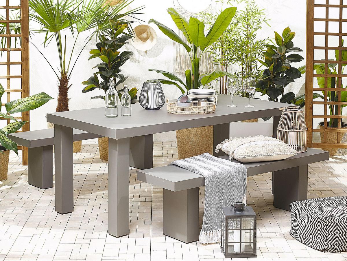 GARTENTISCH Beton grau matt 180/90 cm Taranto - Grau, Stein (180/90/76cm) - Beliani