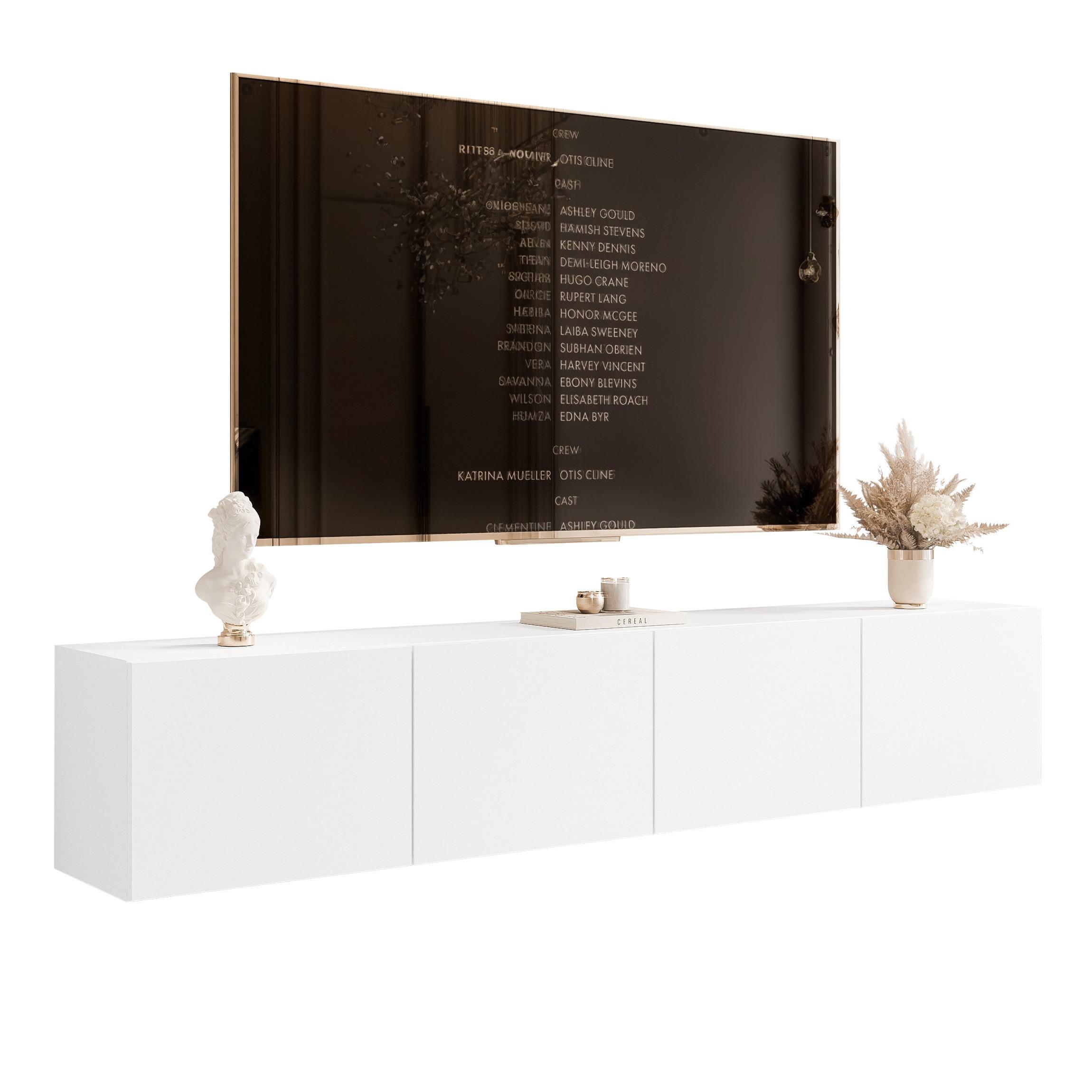 TV-LOWBOARD weiß matt, hängend mit LED-Beleuchtung - Weiß, Holzwerkstoff (200/36/40cm) - Idohome