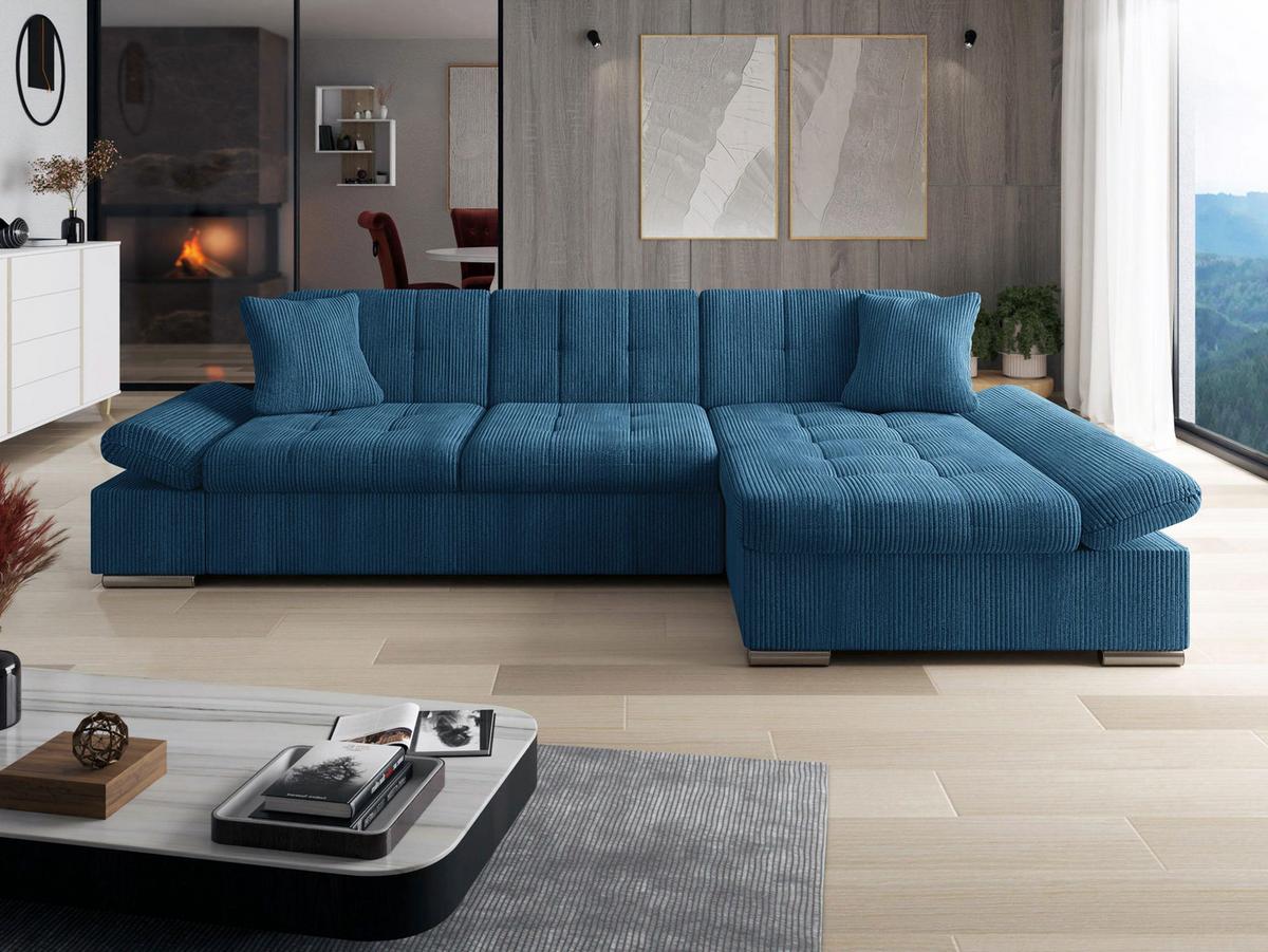 ECKSOFA Montana Cord, Seite: Rechts - Dunkelblau, Holz/Textil (278/161cm) - MIRJAN24