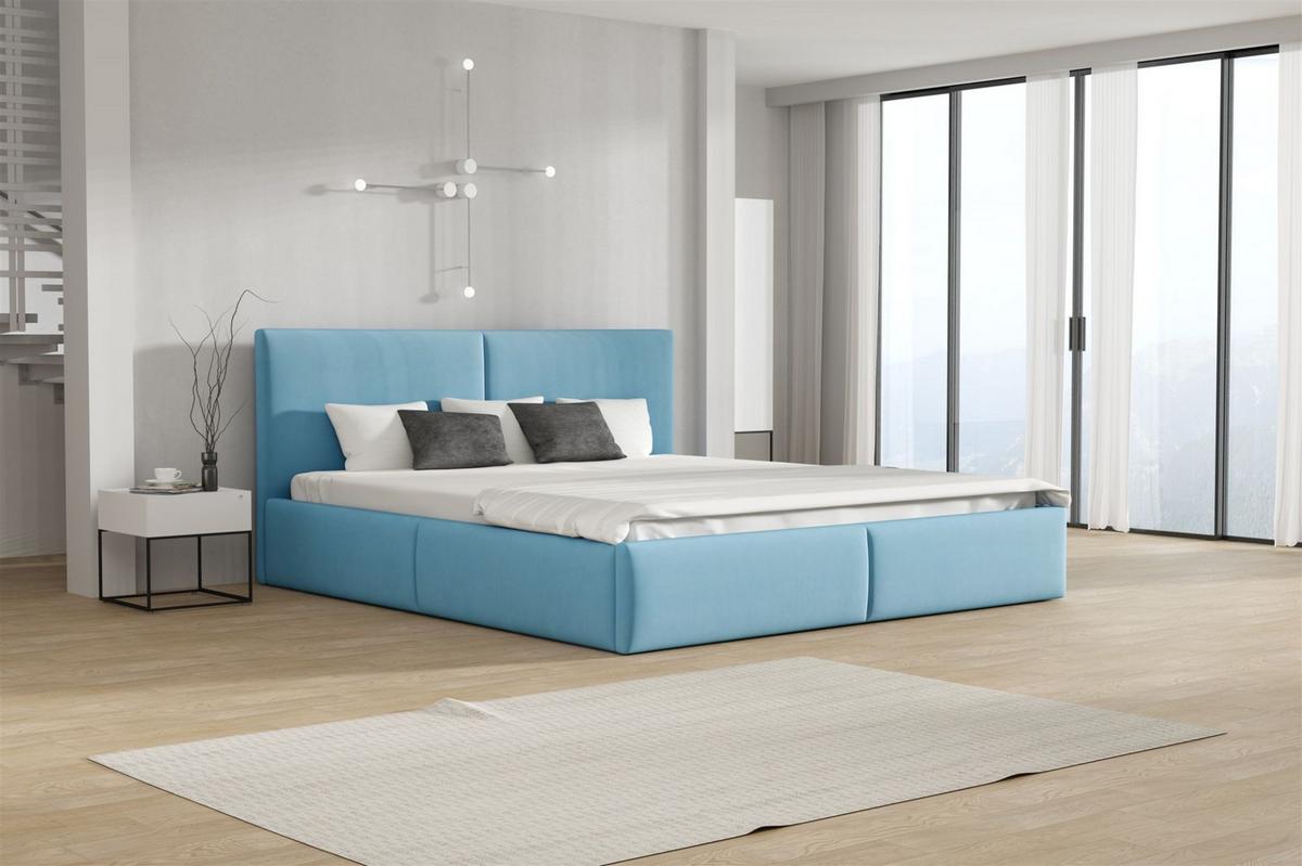 POLSTERBETT Bergen Magic Velvet - Hellblau, Holzwerkstoff/Textil (180/200cm) - Fun Möbel
