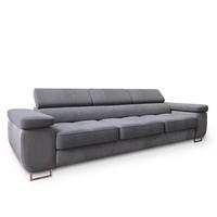 SCHLAFSOFA MOSINE Grau Velours-Stoff mit Schlaffunktion - Hellgrau/Grau, Holz (276/98/87cm) - MASSENO
