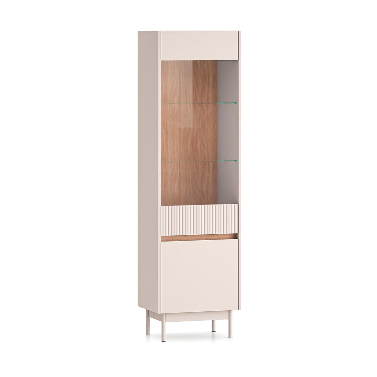 VITRINE Connie Kaschmir und Holz - Beige, Holzwerkstoff (54.9/192.8/40cm) - Petits-meubles
