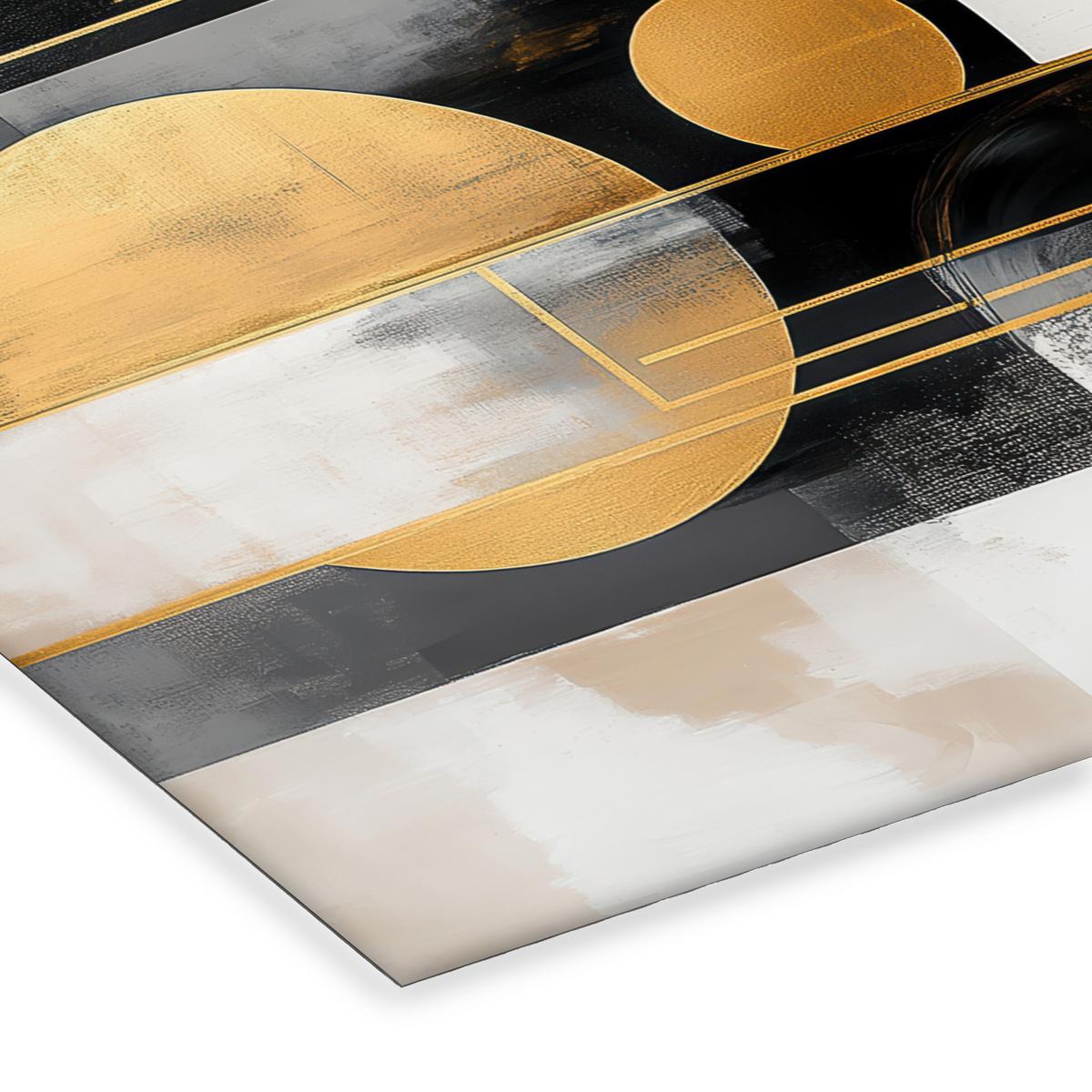 POSTER MIT RAHMEN Abstrakt - Gold - Silber - Formen - Ästhetisch - Modern 40x30 cm - Goldfarben, Papier (40/30cm) - MuchoWow
