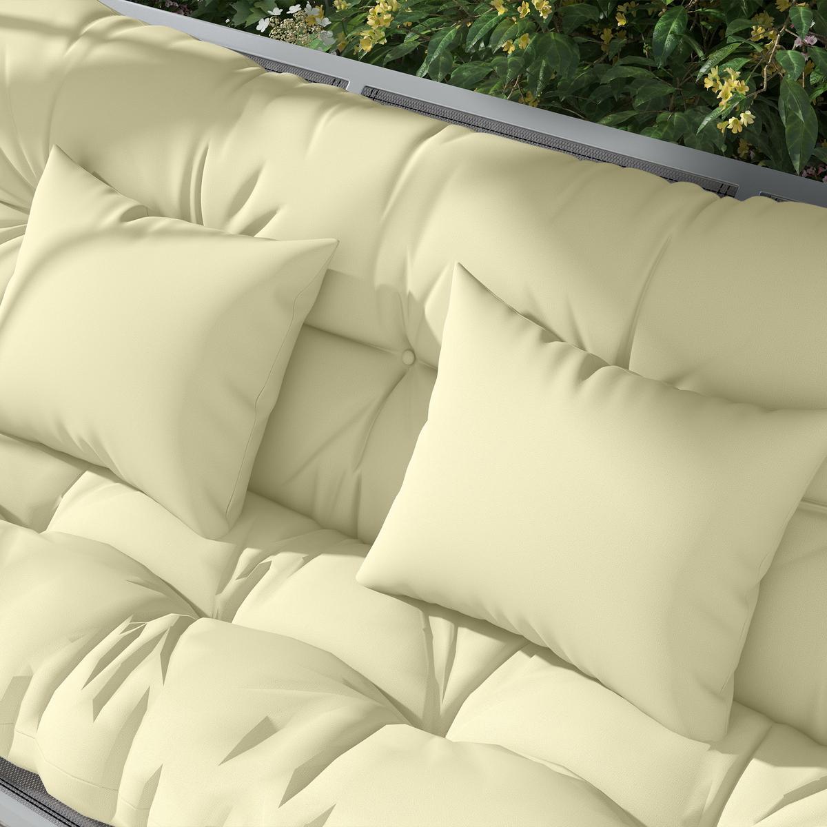 SITZKISSEN 4er Set Polyester PP-Baumwolle Cremeweiß - Creme, Textil (50/12/150cm) - Outsunny