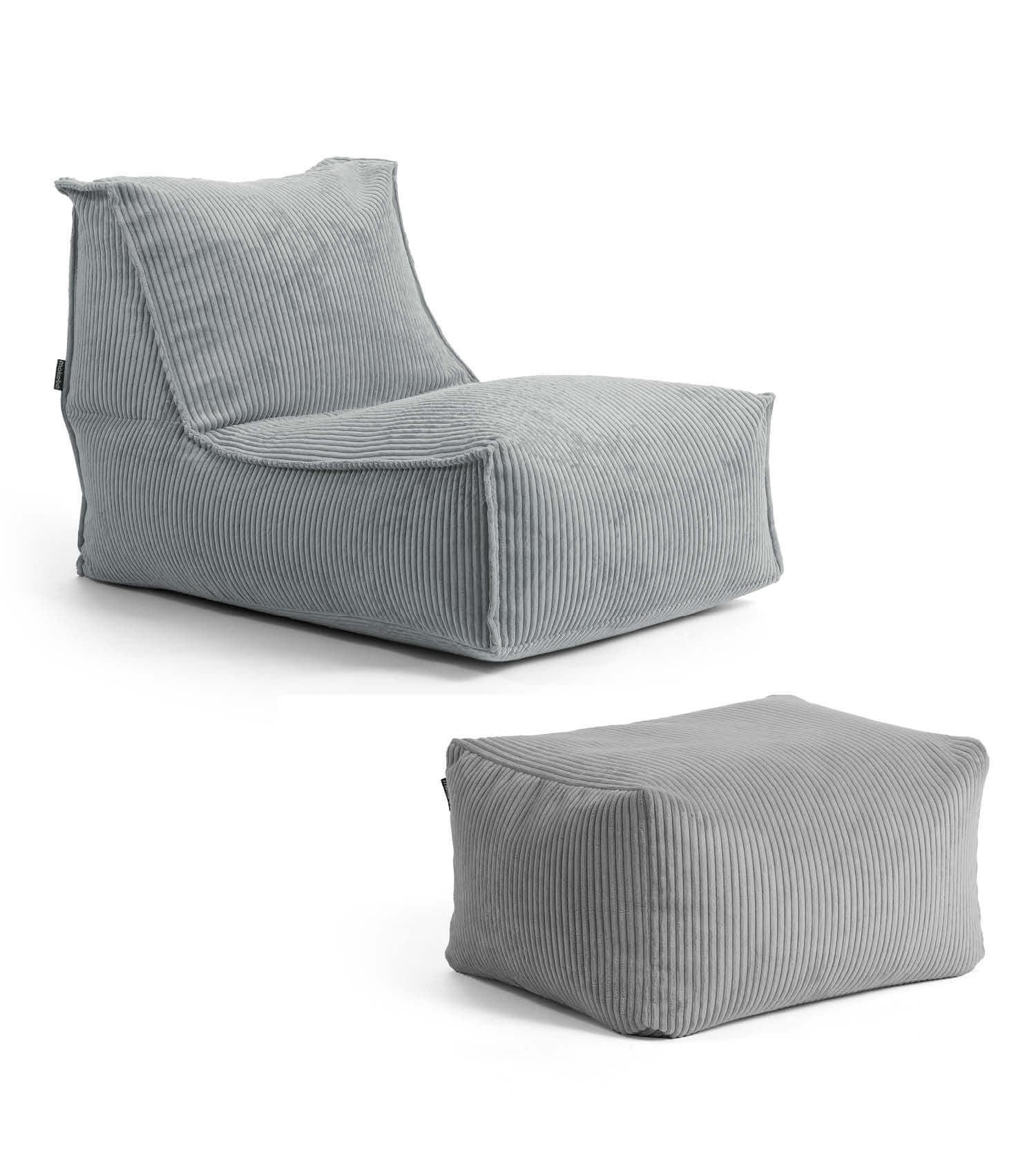 SITZSACK Cord Doze mit Hocker - Grau, Textil (60/65/95cm) - Mokebo