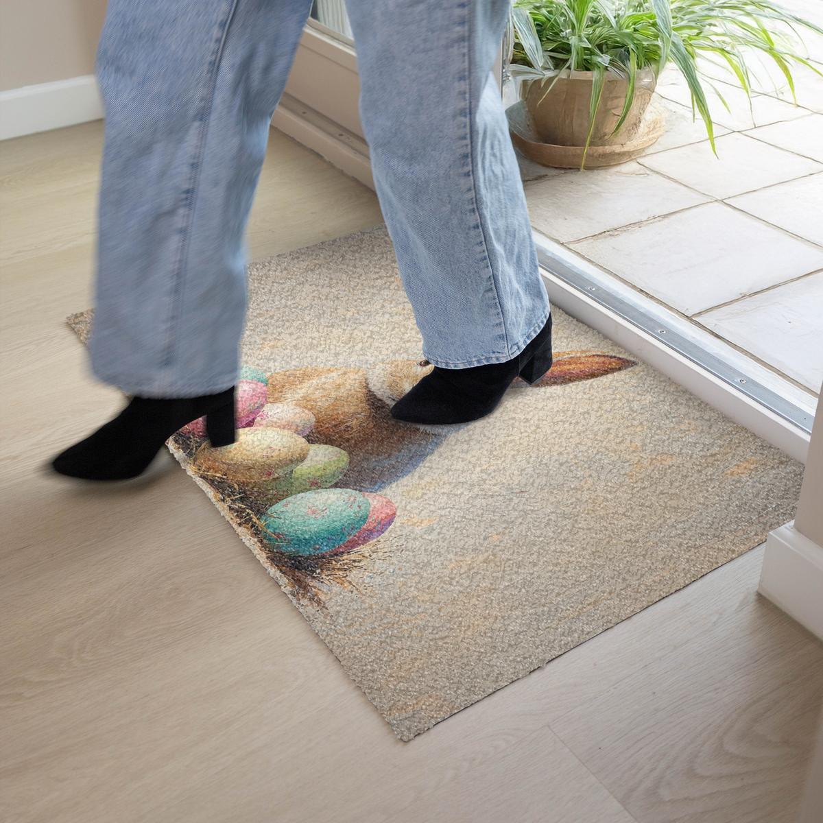 FUSSMATTE Osterhase - Pastell - Eier Schmutzmatte 90x60 cm - Beige/Multicolor, Kunststoff (60/90cm) - MuchoWow
