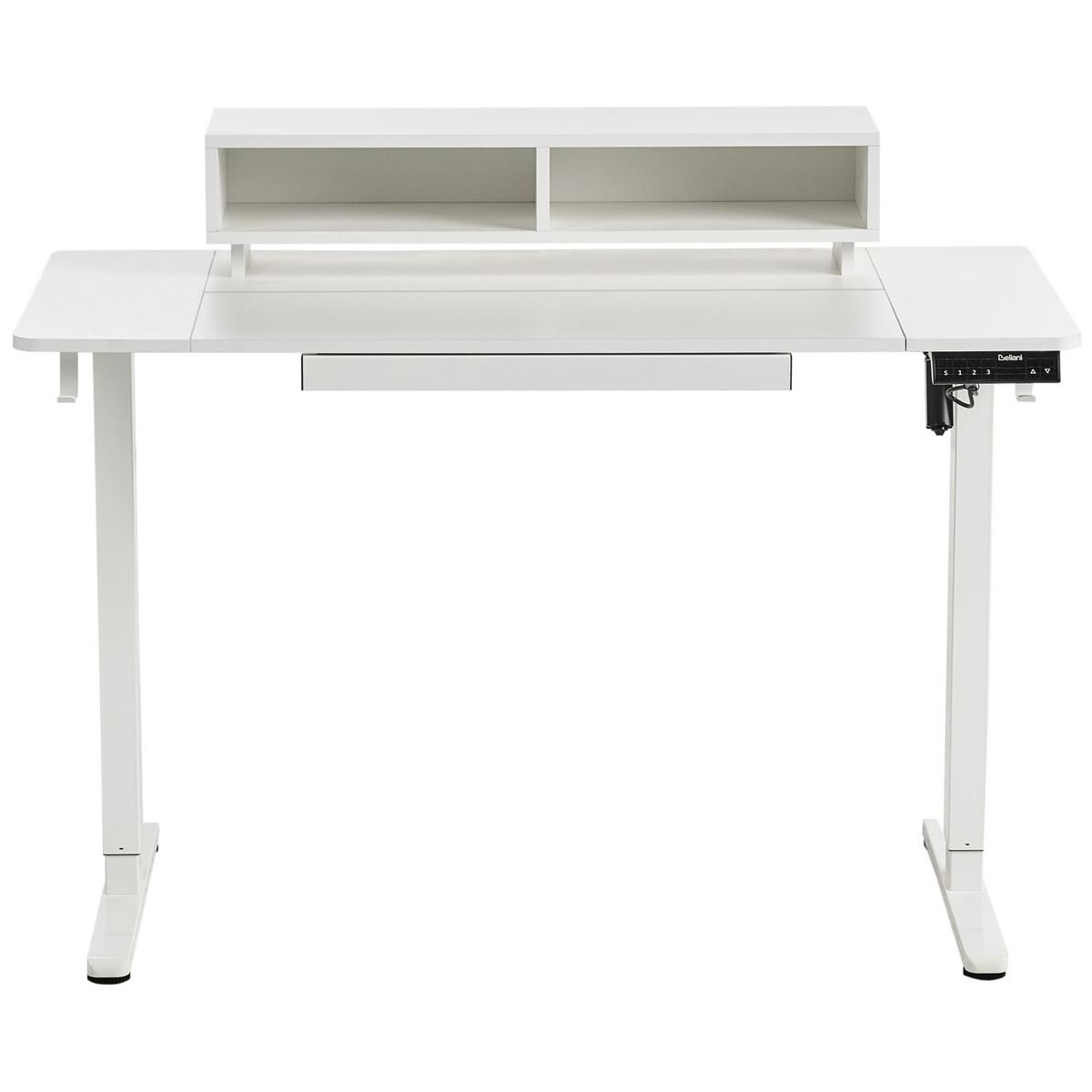 SCHREIBTISCH elektrisch höhenverstellbar 120/60 cm mit USB-Anschluss Weiß Lucama - Weiß, Holzwerkstoff/Metall (60/120/88cm) - Beliani