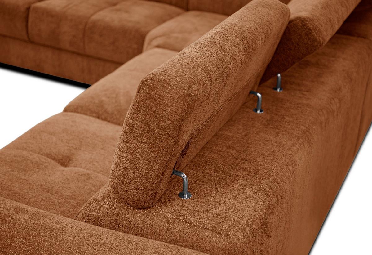 ECKSOFA CALVERA 5-Sitzer, dunkelorange - Dunkelorange, Holzwerkstoff/Textil (239/298cm) - Wozimo