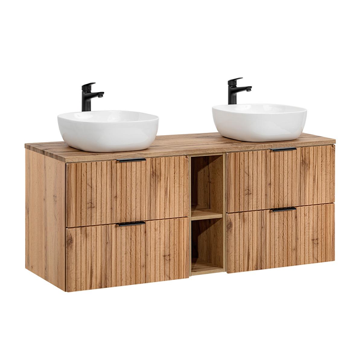 DOPPELWASCHTISCH 140.8cm Adriel Holz - Braun, Holzwerkstoff (140.8/59/46cm) - Petits-meubles