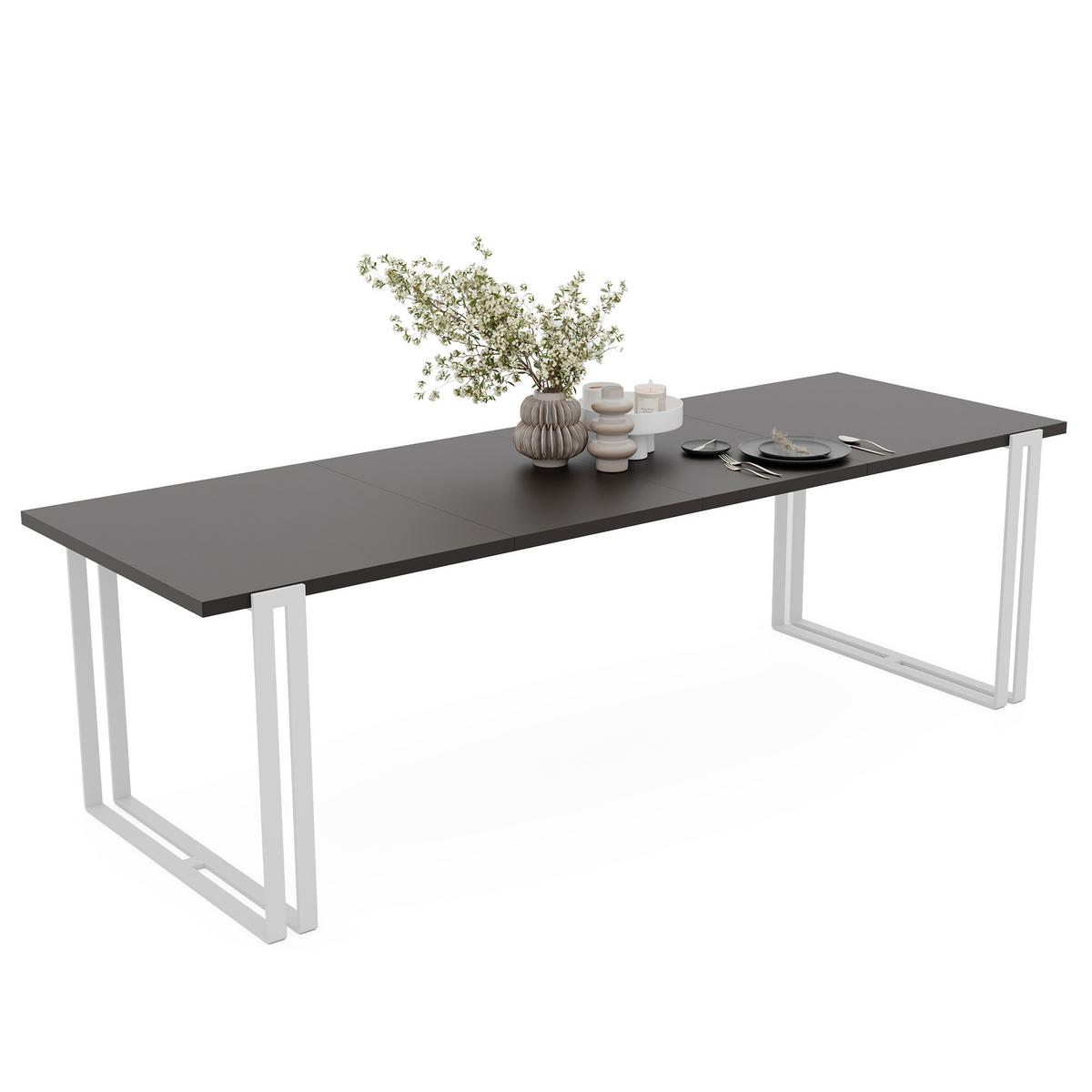 TISCH ausziehbar aus MDF, Schwarz - Schwarz/Weiß, Holzwerkstoff (140/80/76cm) - Idohome