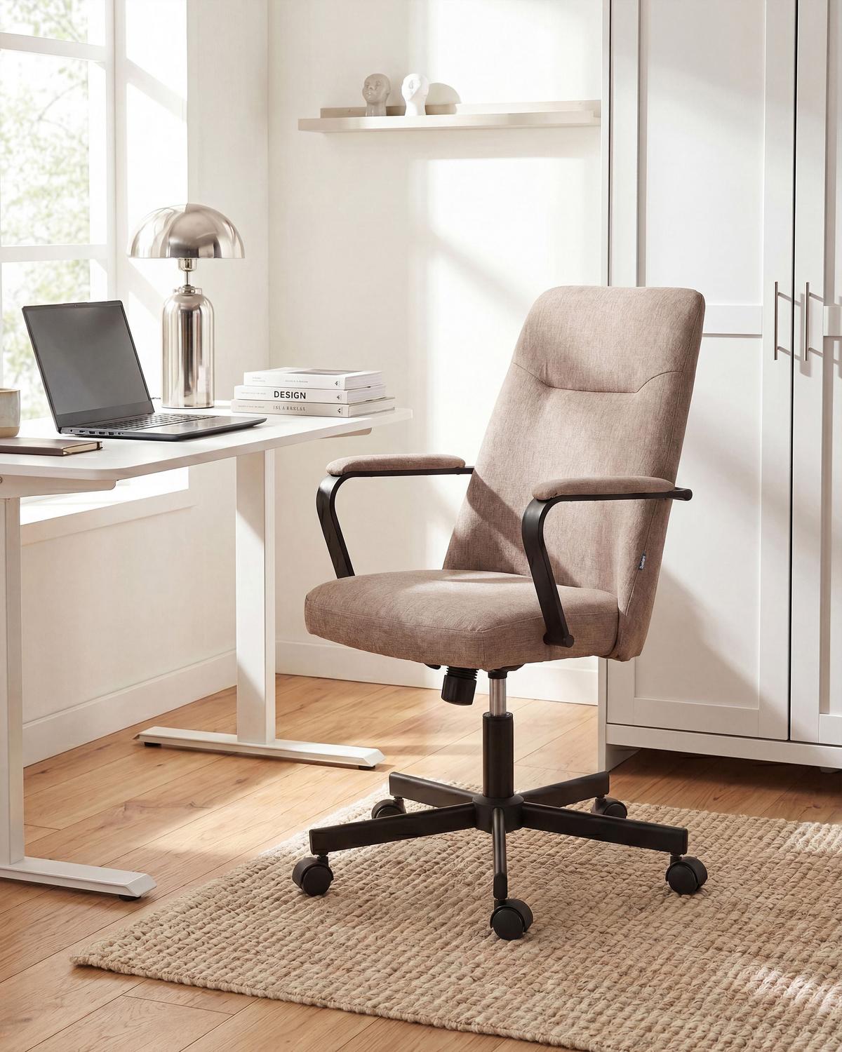 BÜROSTUHL Stoff Hellbraun Caroga - Hellbraun, Textil (62/90/62cm) - Beliani