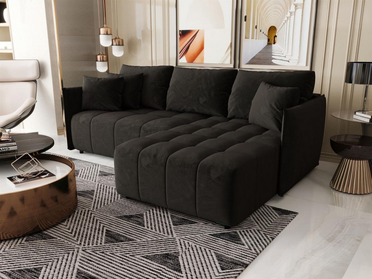 ECKSOFA Treviso - Dunkelgrau, Holzwerkstoff/Textil (245/185cm) - Fun Möbel