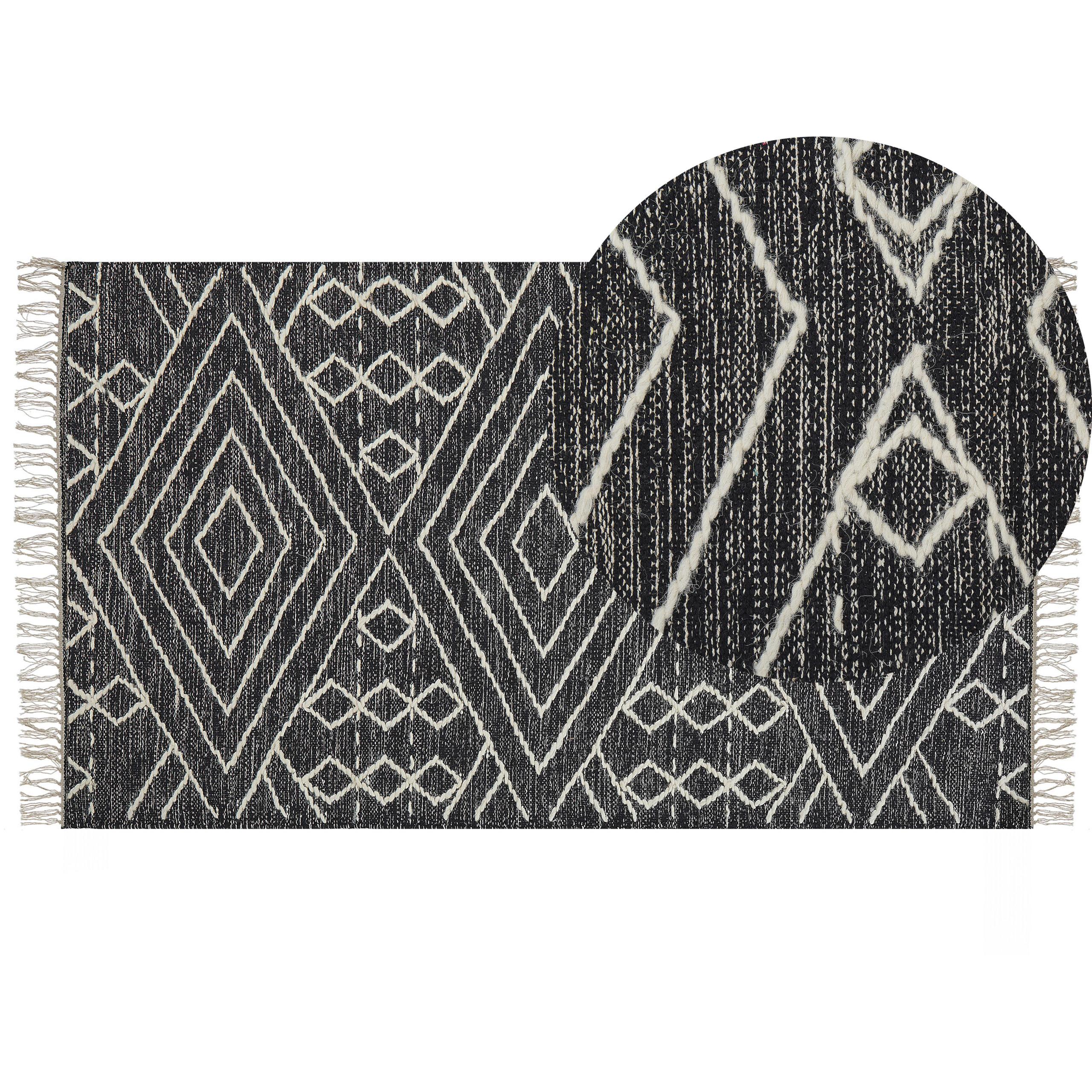 KURZFLOR-TEPPICH Khenifra 150/80 cm - Schwarz, Textil (80/150cm) - Beliani