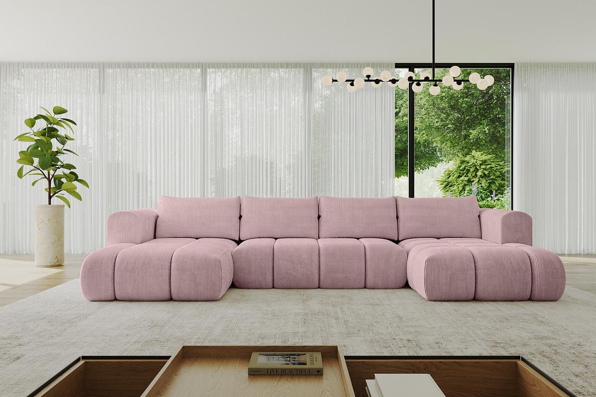 WOHNLANDSCHAFT CLOUD-U 405x185x90 Rosa Cord - Rosa, Holzwerkstoff/Kunststoff (405/90/185cm) - ALTDECOR