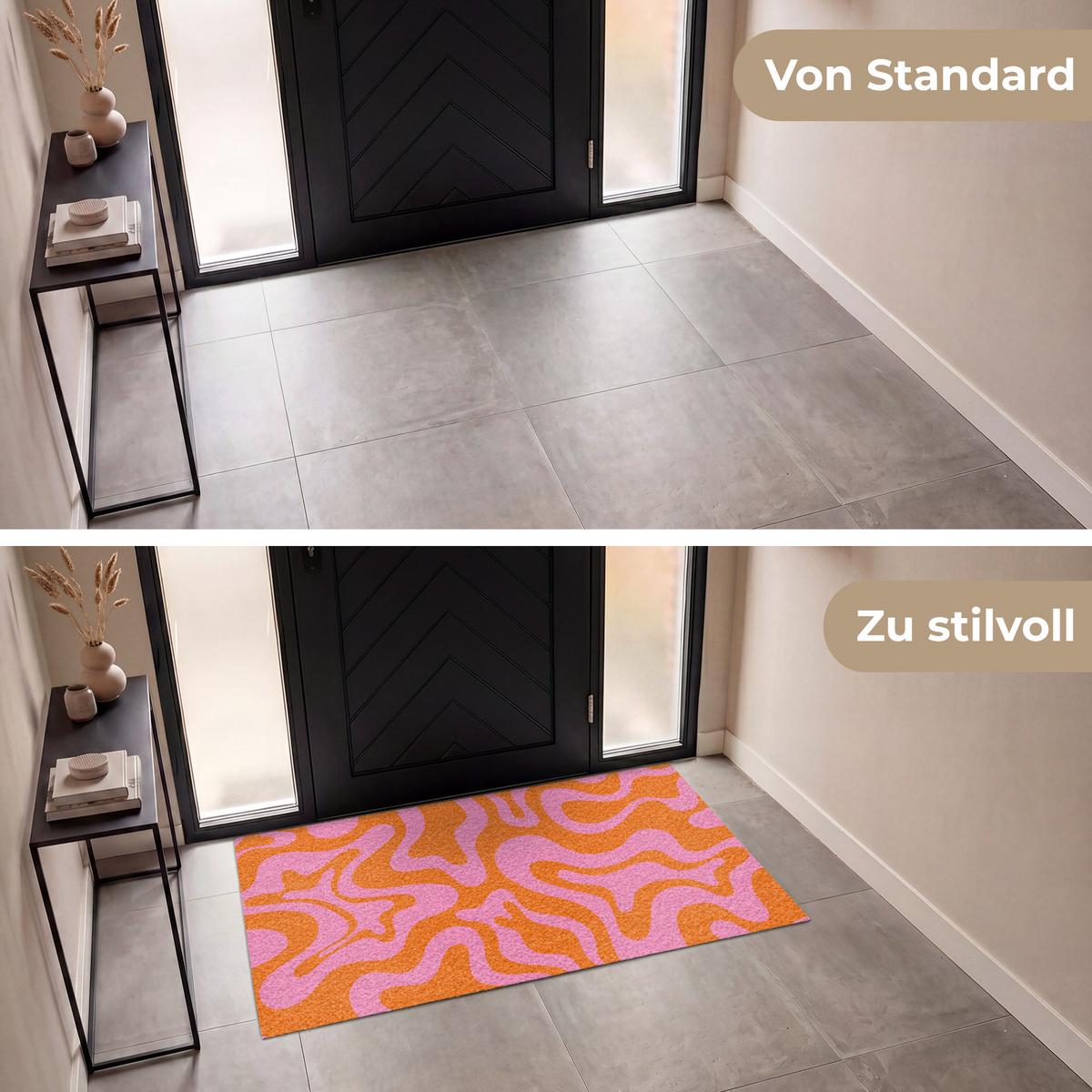 FUSSMATTE Muster - Rosa - Orange - Abstrakt - Modern Türmatte 150x90 cm - Pink, Kunststoff (150/0.4cm) - MuchoWow