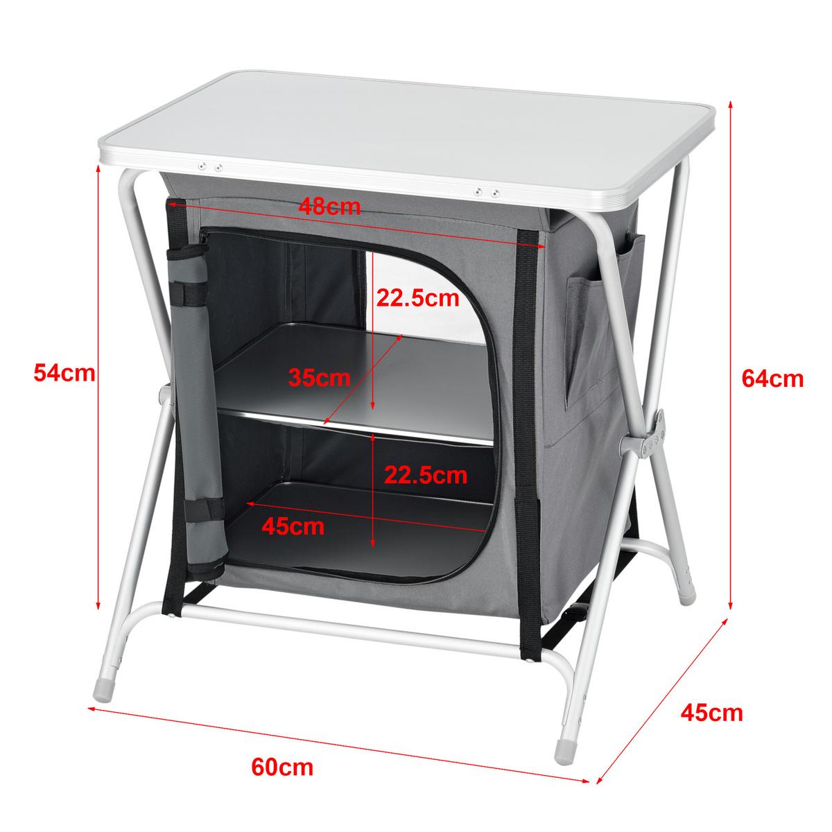 CAMPINGSCHRANK Tullinge - Grau, Textil/Metall (45/60/64cm) - [en.casa]