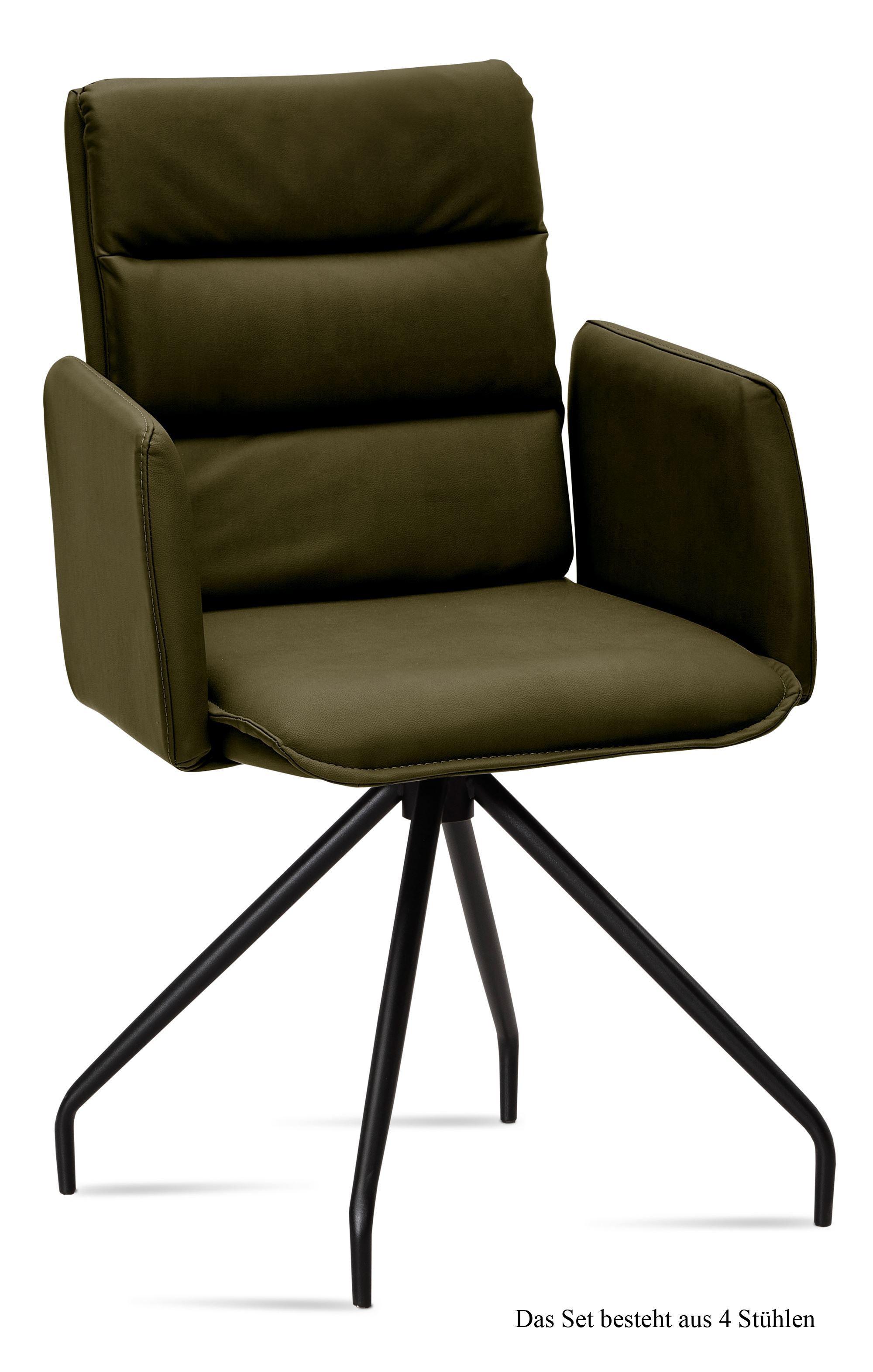 ARMLEHNSTUHL (4er-Set) Dianne 52x92x60 Schwarz/Khaki - Dunkelgrün/Schwarz, Kunststoff (60/92/52cm) - 58aufmkessel