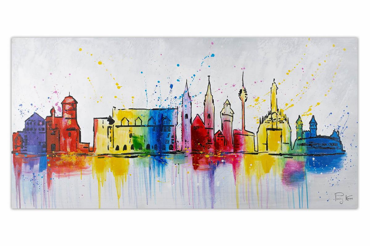 ACRYLBILD HANDGEMALT 120/60 cm - Multicolor/Grau, Holz/Textil (120/60cm) - KUNSTLOFT
