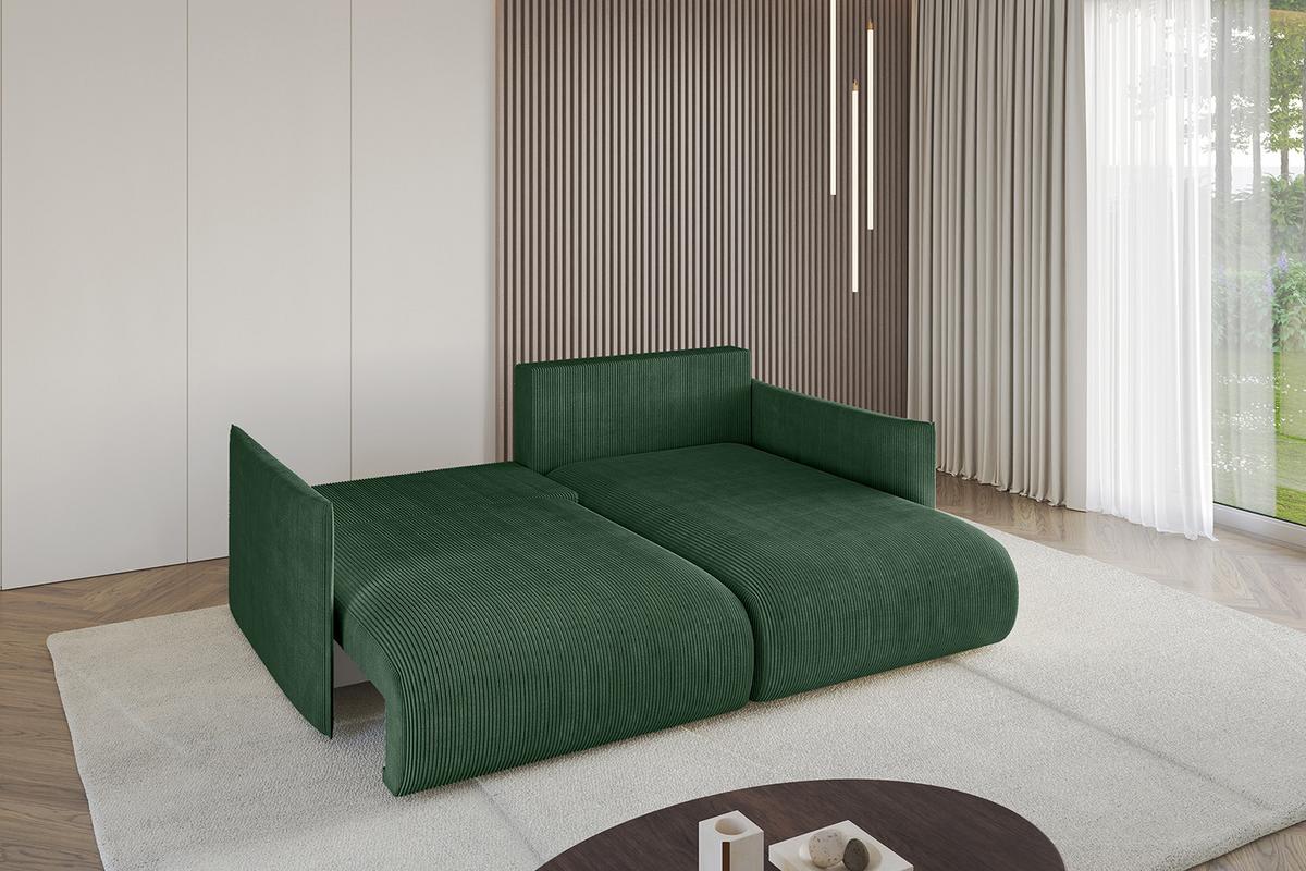 ECKSOFA Ottomane rechts ONESK-L 216x177x72 Grün Cord - Grün, Holzwerkstoff/Kunststoff (177/216cm) - ALTDECOR