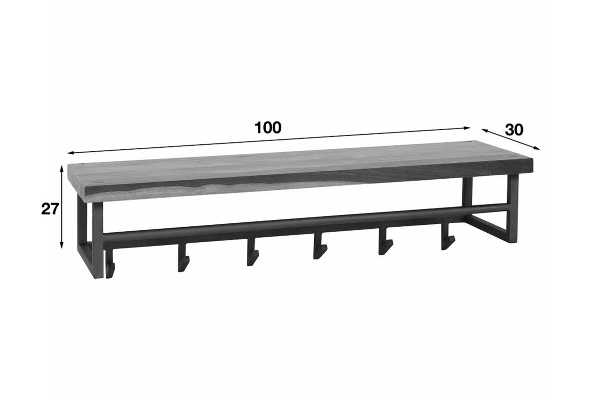 GARDEROBE ADELIA Grau Nussbaum - Grau, Metall (100/27/30cm) - KAWOLA