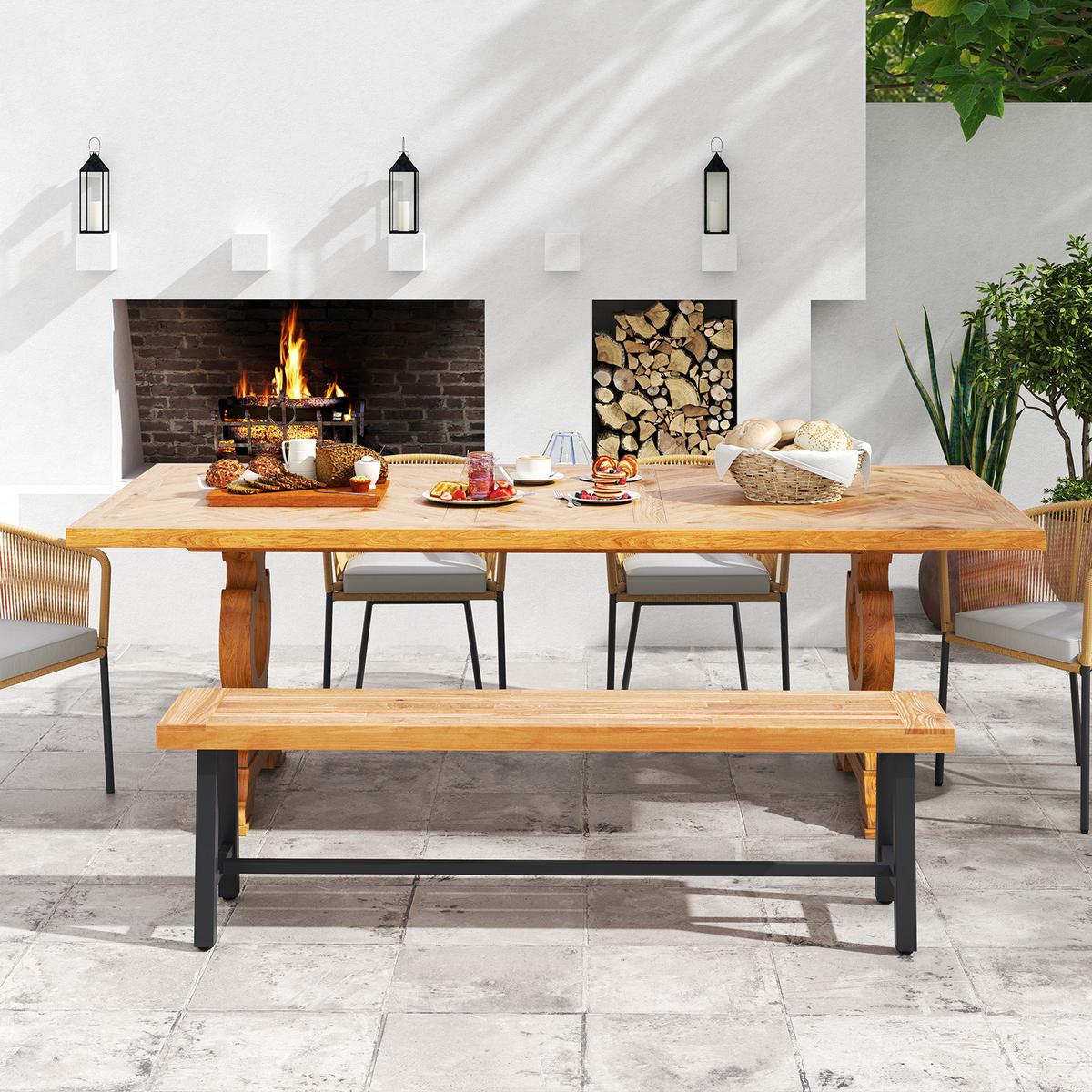 BIERGARTENBANK Natur - Naturfarben, Holz (160/45/32cm) - COSTWAY